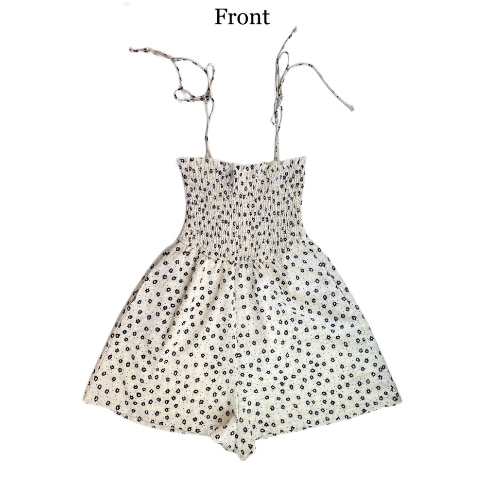 WHITNEY FLORAL SMOCKED ROMPER - Ivory